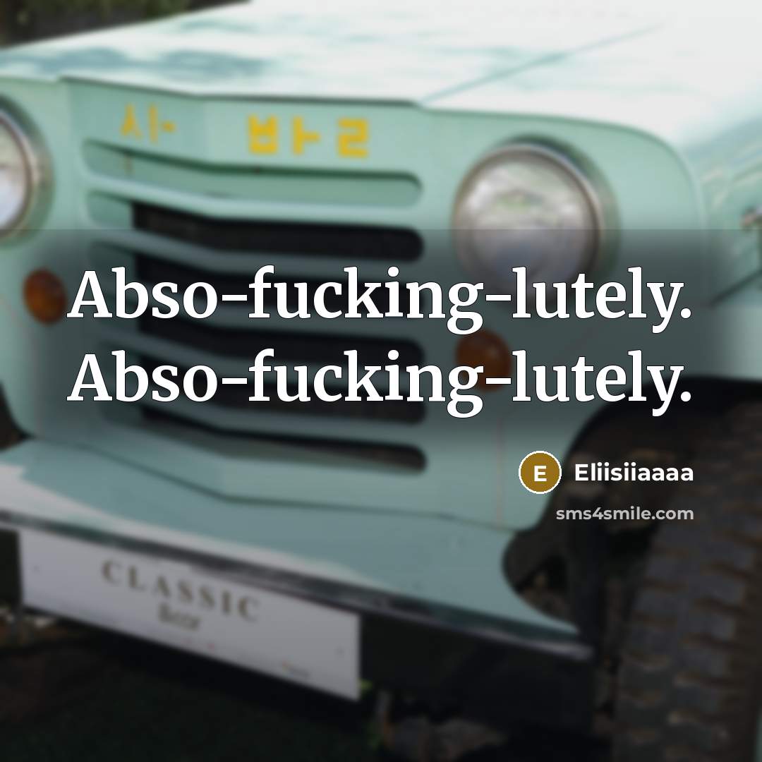 “Abso-fucking-lutely. Abso-fucking-lutely.” quote by Eliisiiaaaa