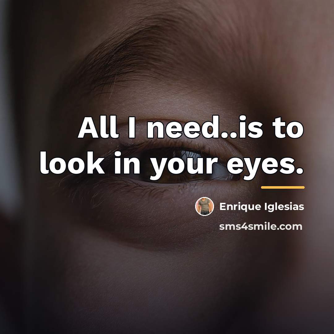 “All I need..is to look in your eyes.…” quote by Enrique Iglesias