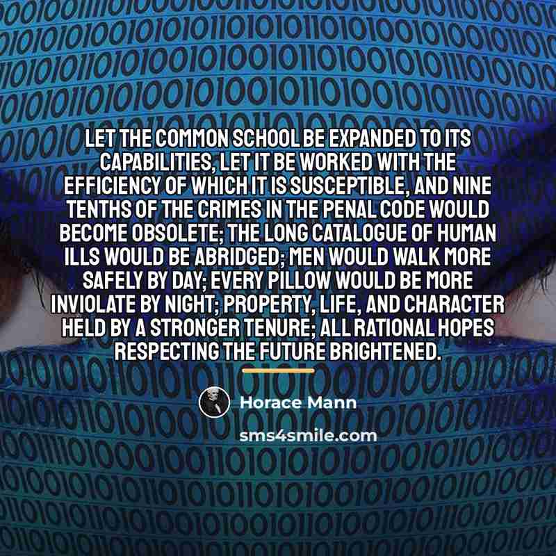 “Let the Common School be expanded to its capabilities, let…” quote by Horace Mann