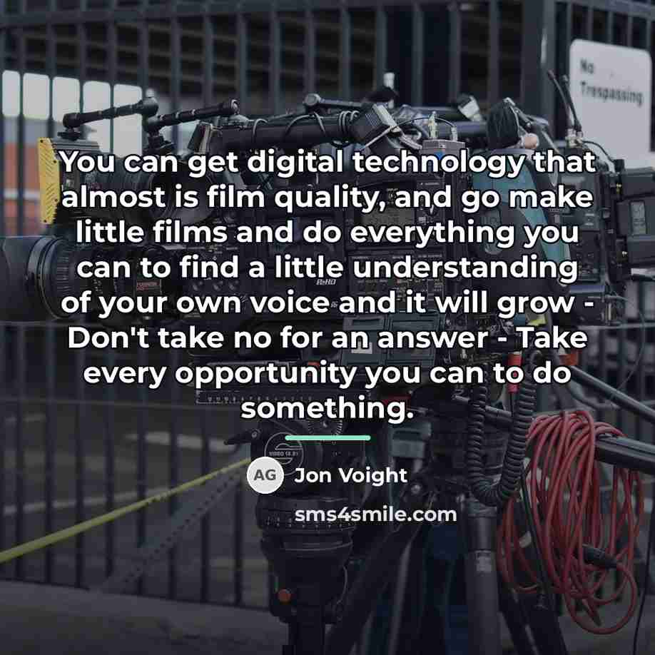 “You can get digital technology that almost is film quality,…” quote by Jon Voight