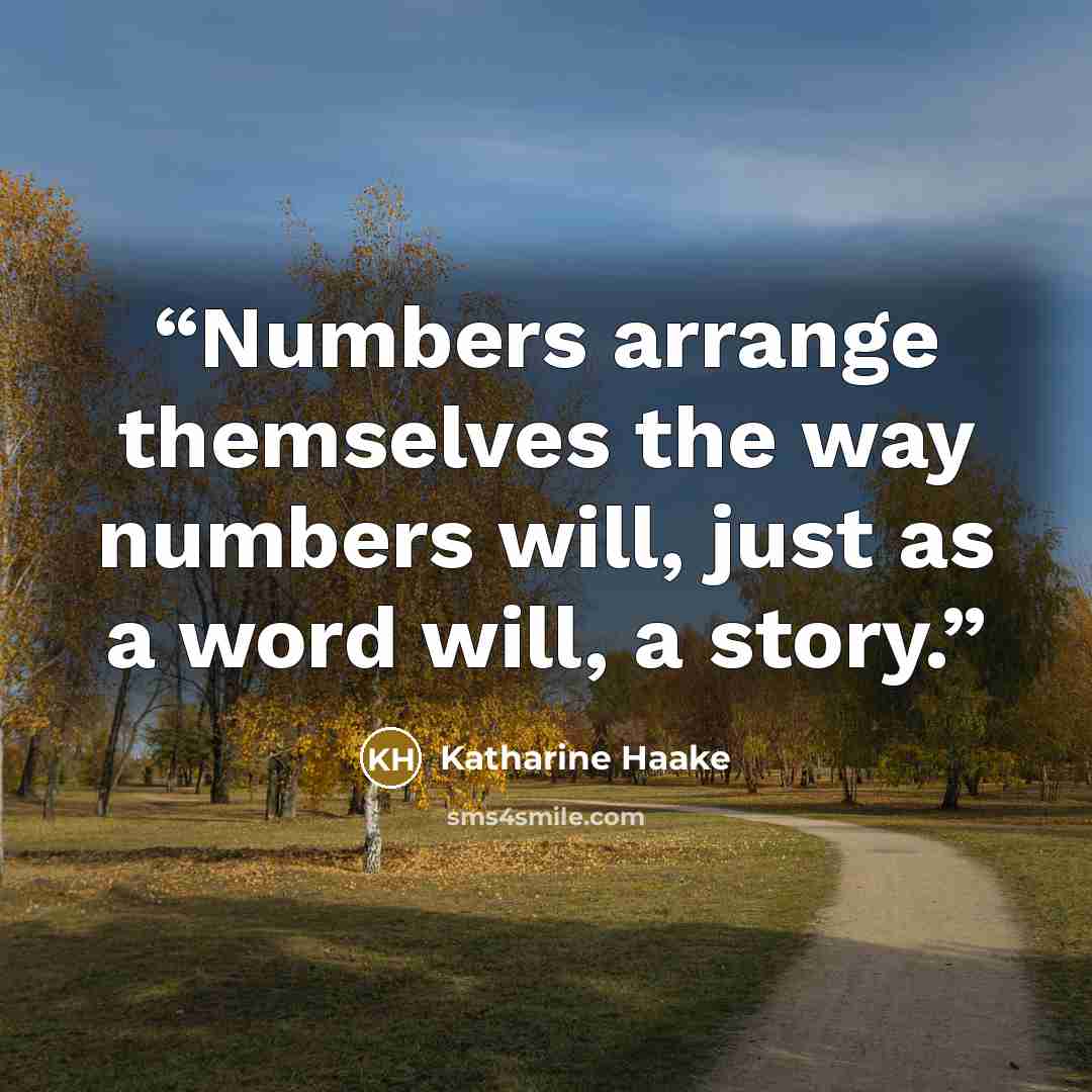 “Numbers arrange themselves the way numbers will, just as a word will, a story.” quote by Katharine Haake