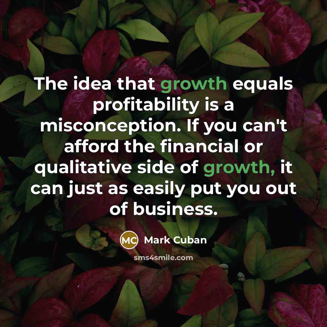“The idea that growth equals profitability is a misconception. If…” quote by Mark Cuban