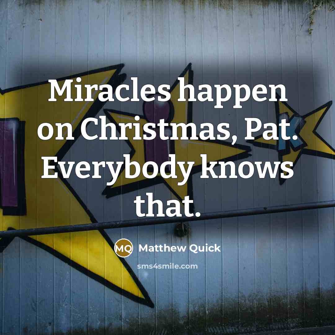 “Miracles happen on Christmas, Pat. Everybody knows that.…” quote by Matthew Quick