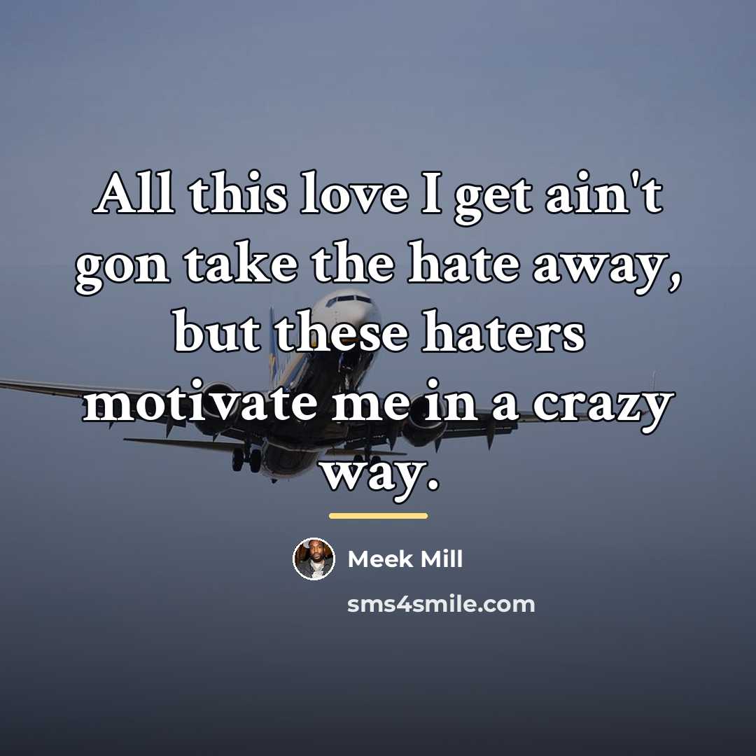 “All this love I get ain't gon take the hate…” quote by Meek Mill