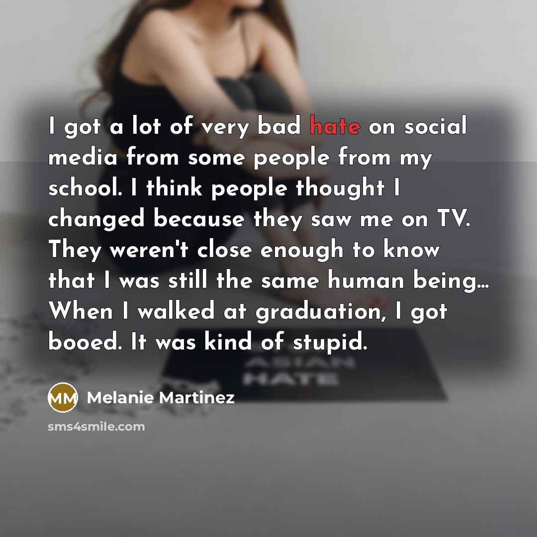 “I got a lot of very bad hate on social…” quote by Melanie Martinez