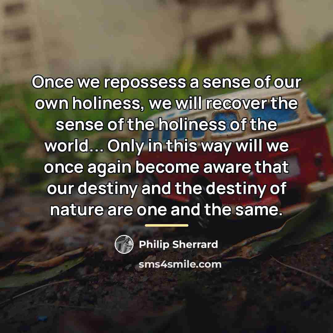 “Once we repossess a sense of our own holiness, we…” quote by Philip Sherrard