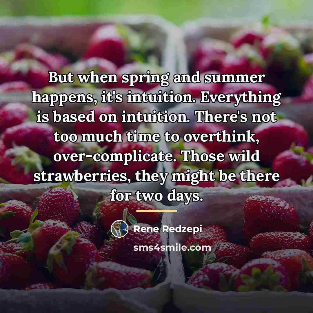 “But when spring and summer happens, it's intuition. Everything is…” quote by Rene Redzepi
