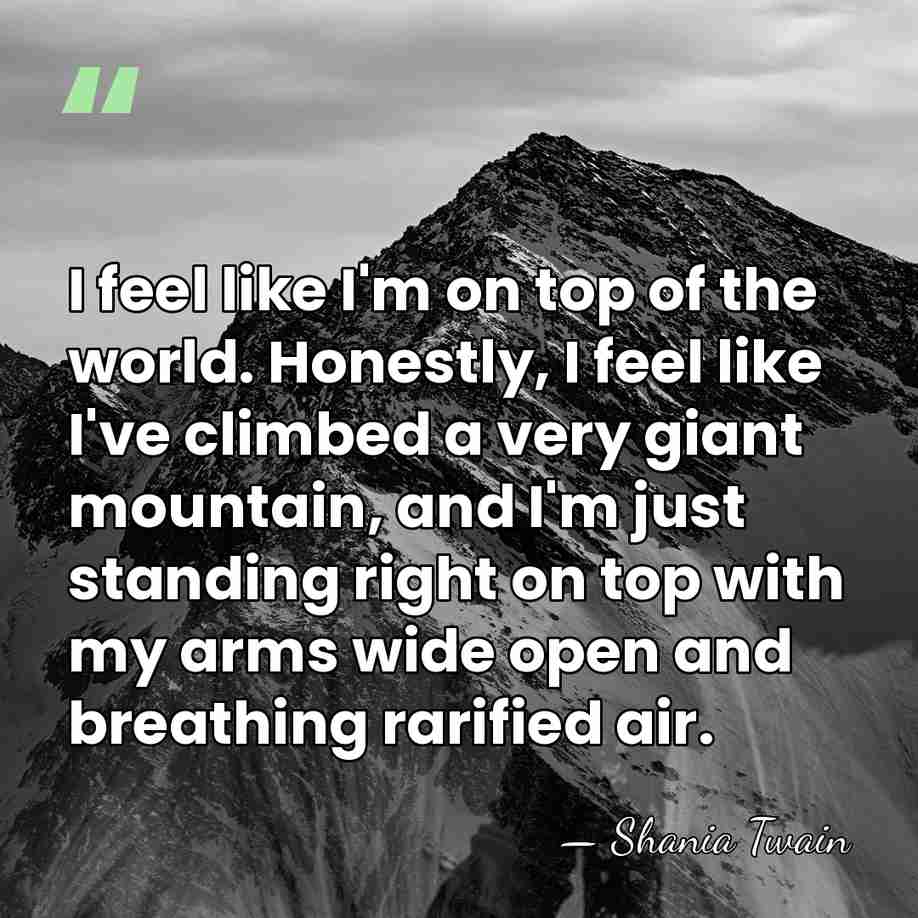 I feel like I'm on top of the world. Honestly, I feel&hellip; - Shania Twain