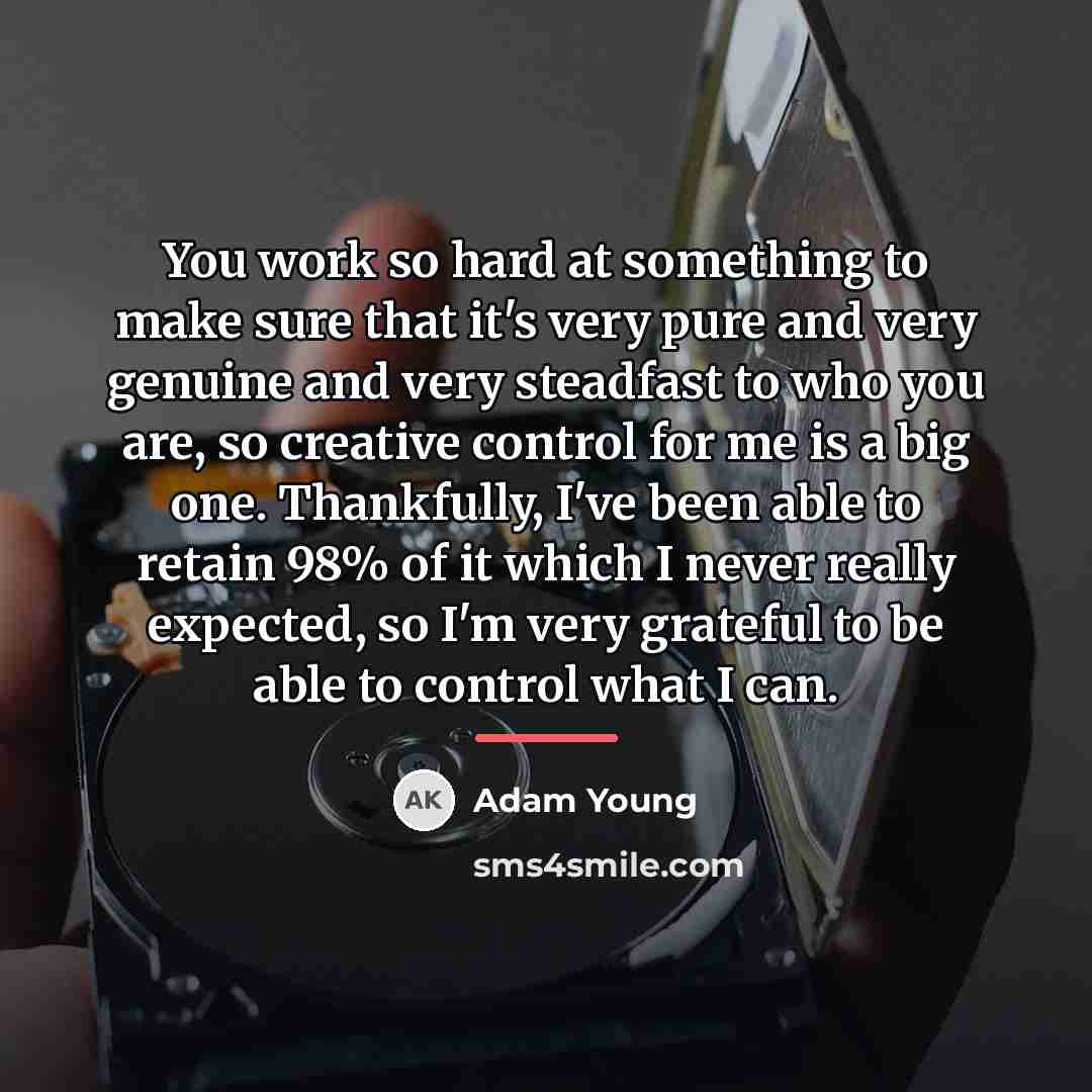 “You work so hard at something to make sure that…” quote by Adam Young