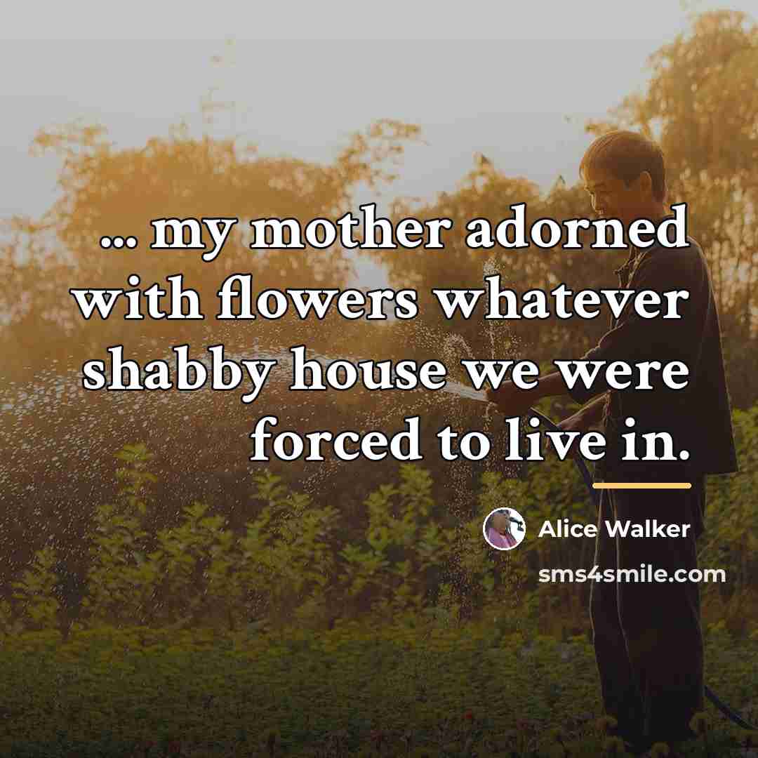 “... my mother adorned with flowers whatever shabby house we…” quote by Alice Walker