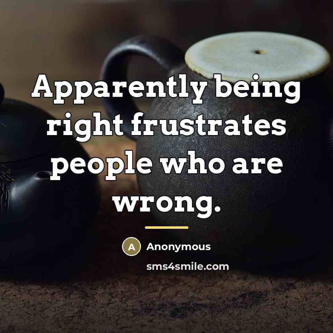 “Apparently being right frustrates people who are wrong.…” quote by Anonymous