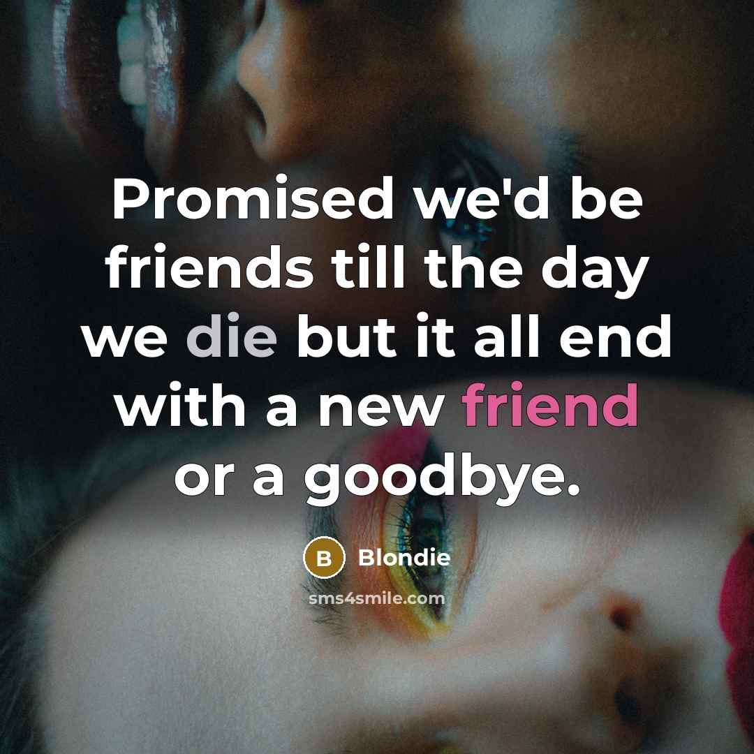 “Promised we'd be friends till the day we die but…” quote by Blondie