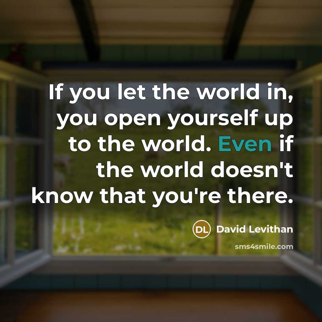 “If you let the world in, you open yourself up…” quote by David Levithan
