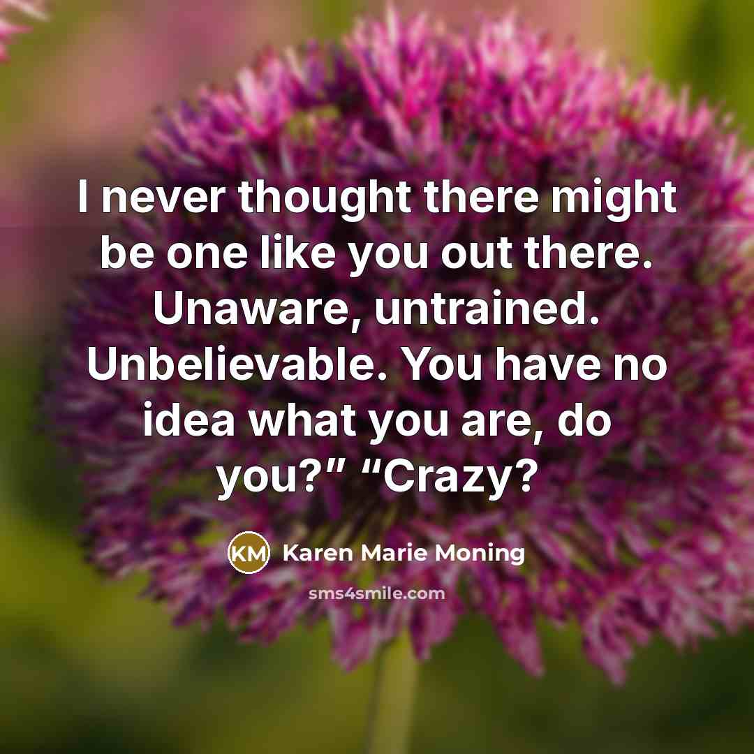 “I never thought there might be one like you out…” quote by Karen Marie Moning