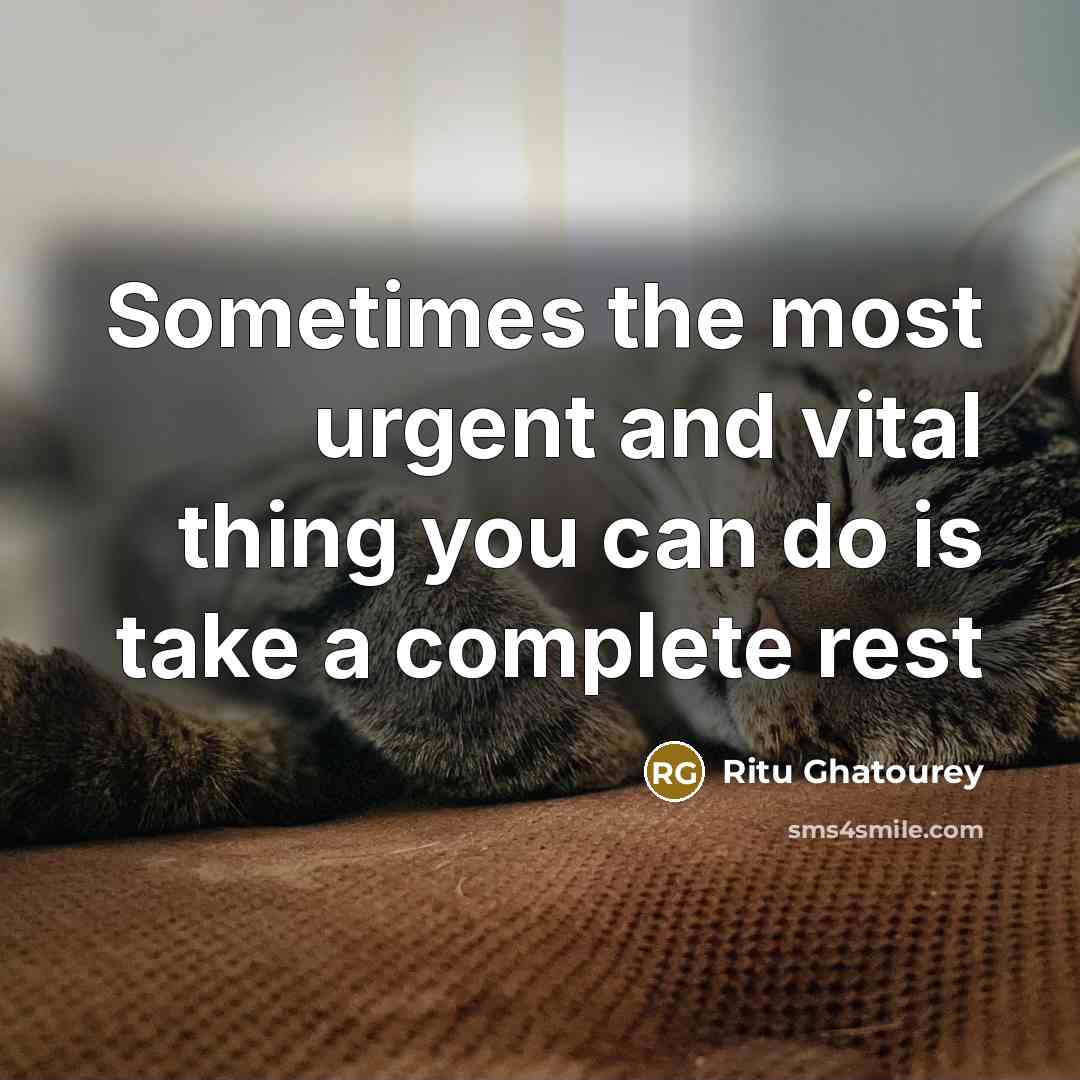 “Sometimes the most urgent and vital thing you can do is take a complete rest” quote by Ritu Ghatourey
