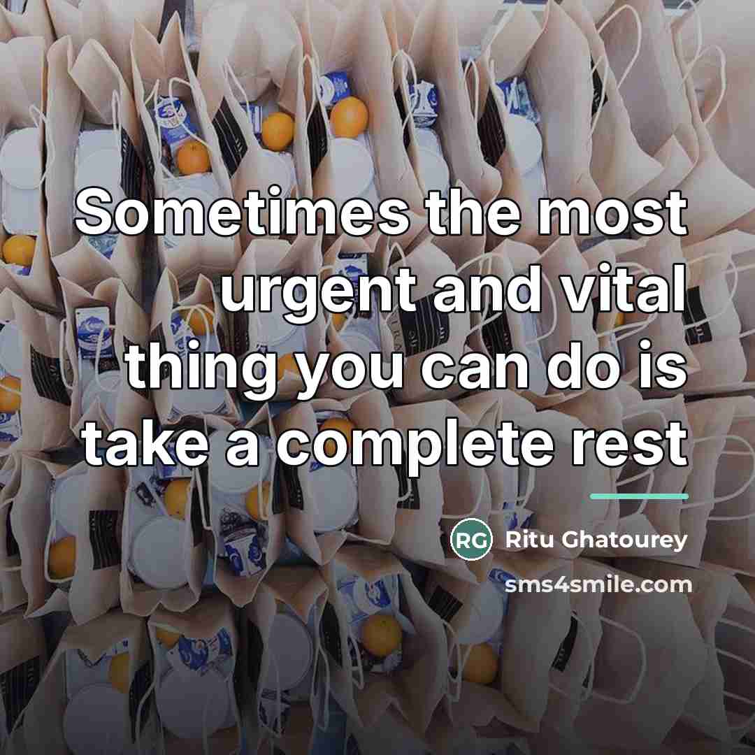 “Sometimes the most urgent and vital thing you can do…” quote by Ritu Ghatourey