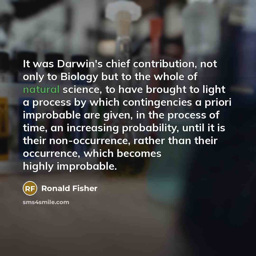 “It was Darwin's chief contribution, not only to Biology but…” quote by Ronald Fisher