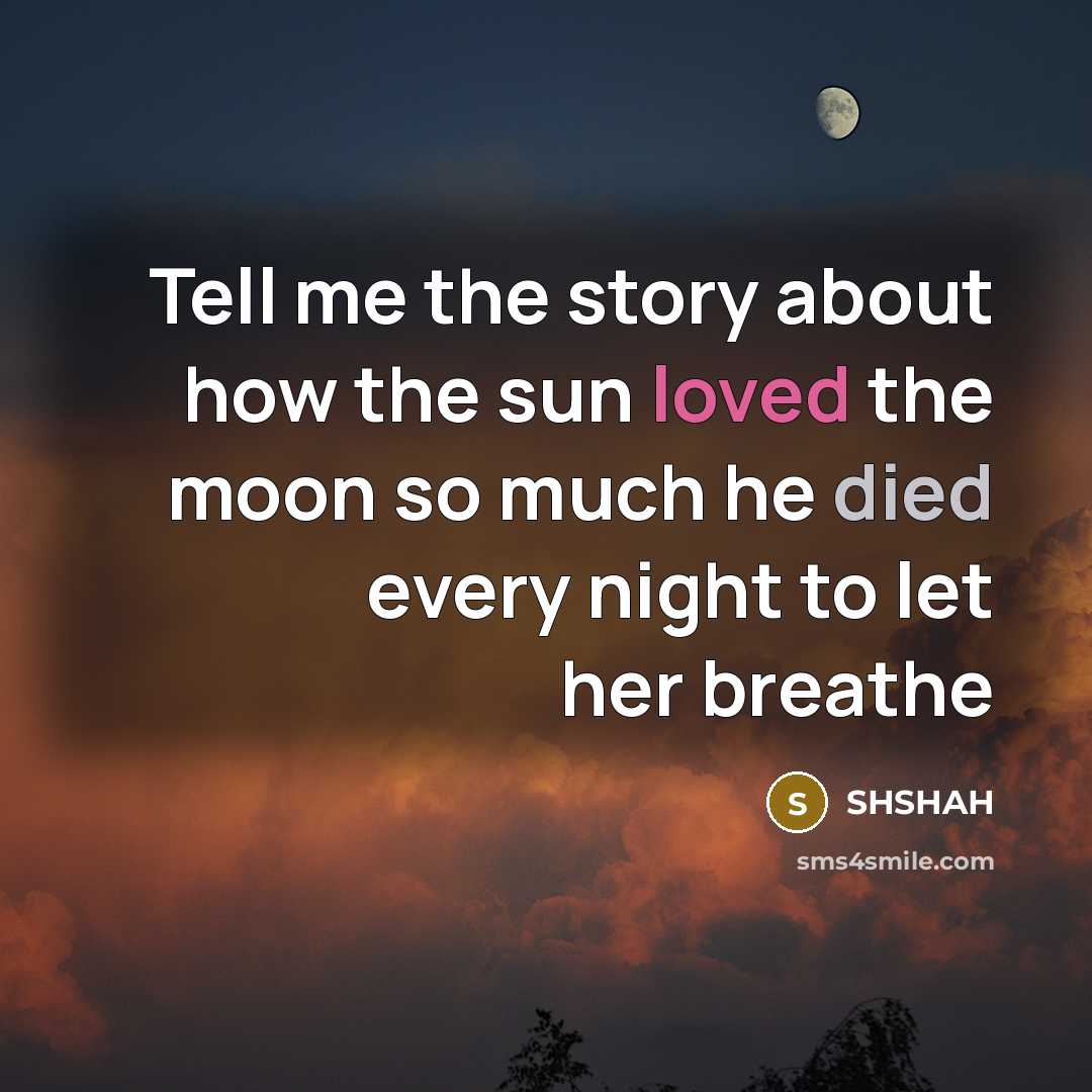 “Tell me the story about how the sun loved the…” quote by SHSHAH