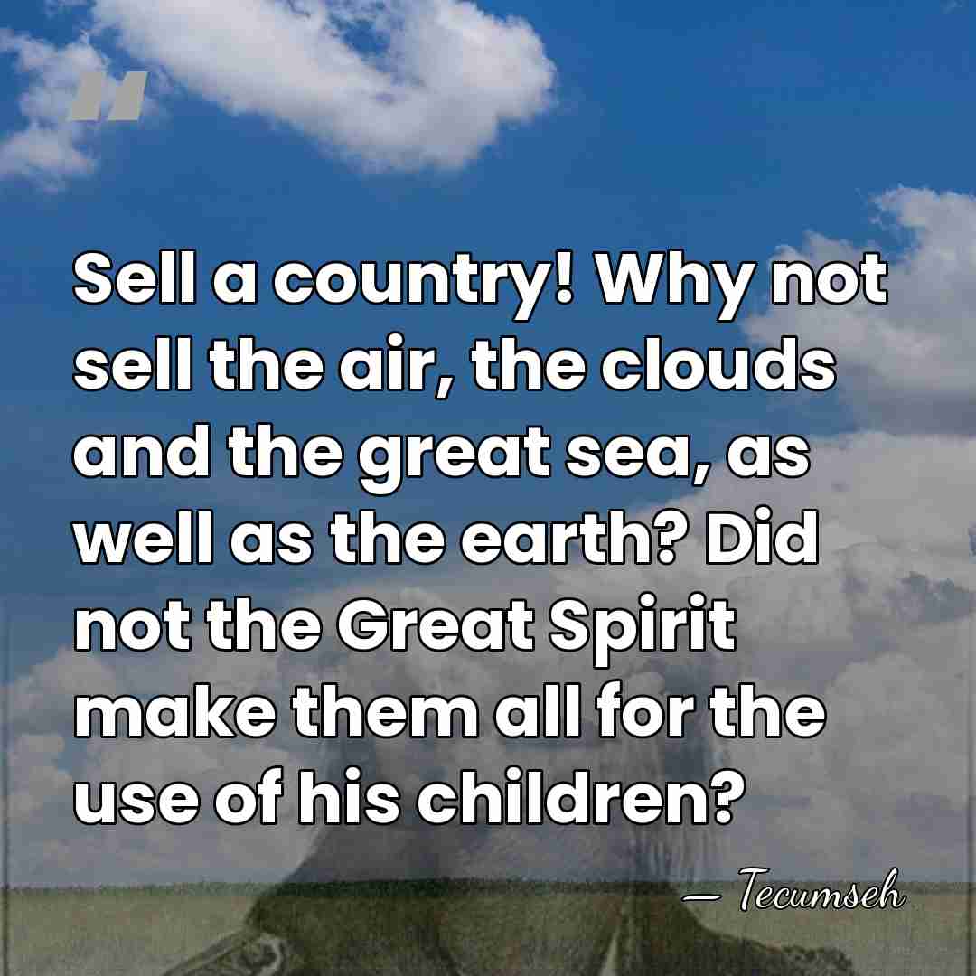Sell a country! Why not sell the air, the clouds and the&hellip; - Tecumseh
