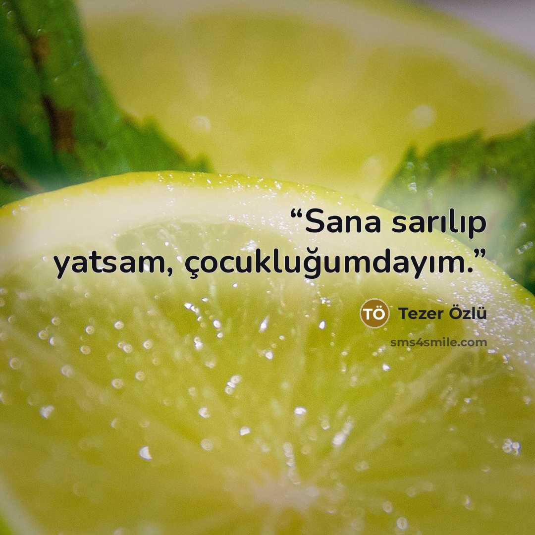 “Sana sarılıp yatsam, çocukluğumdayım.” quote by Tezer Özlü