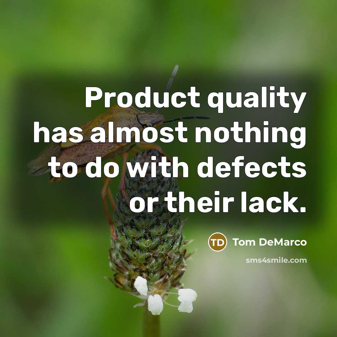 “Product quality has almost nothing to do with defects or…” quote by Tom DeMarco