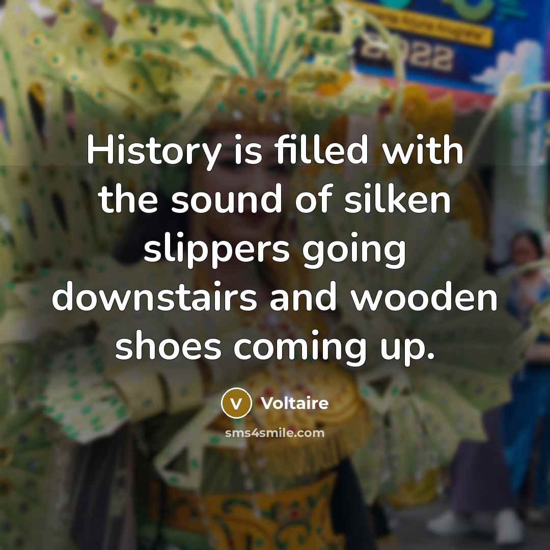 “History is filled with the sound of silken slippers going…” quote by Voltaire