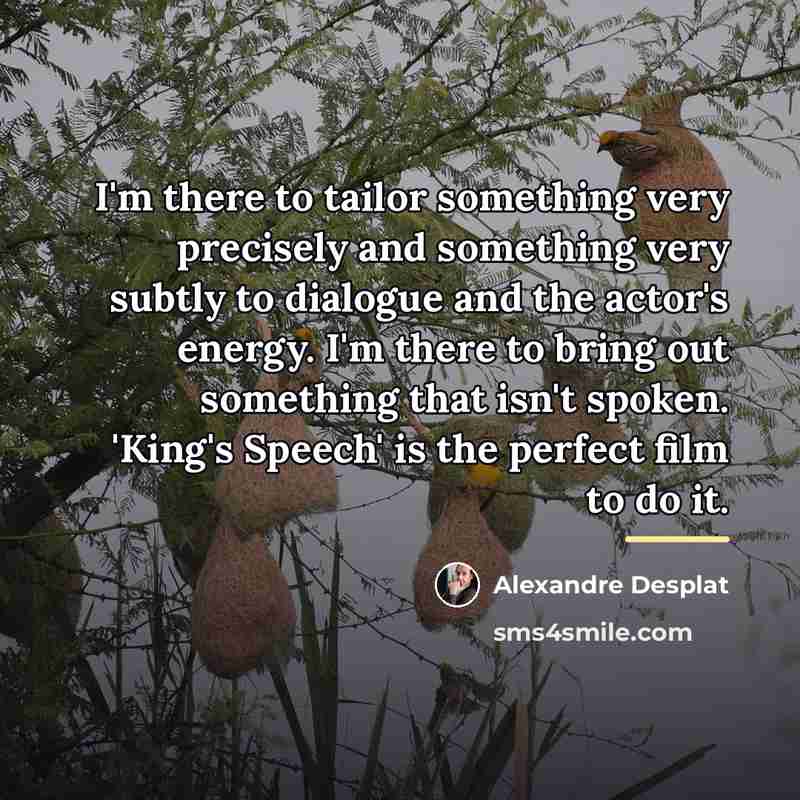 “I'm there to tailor something very precisely and something very…” quote by Alexandre Desplat