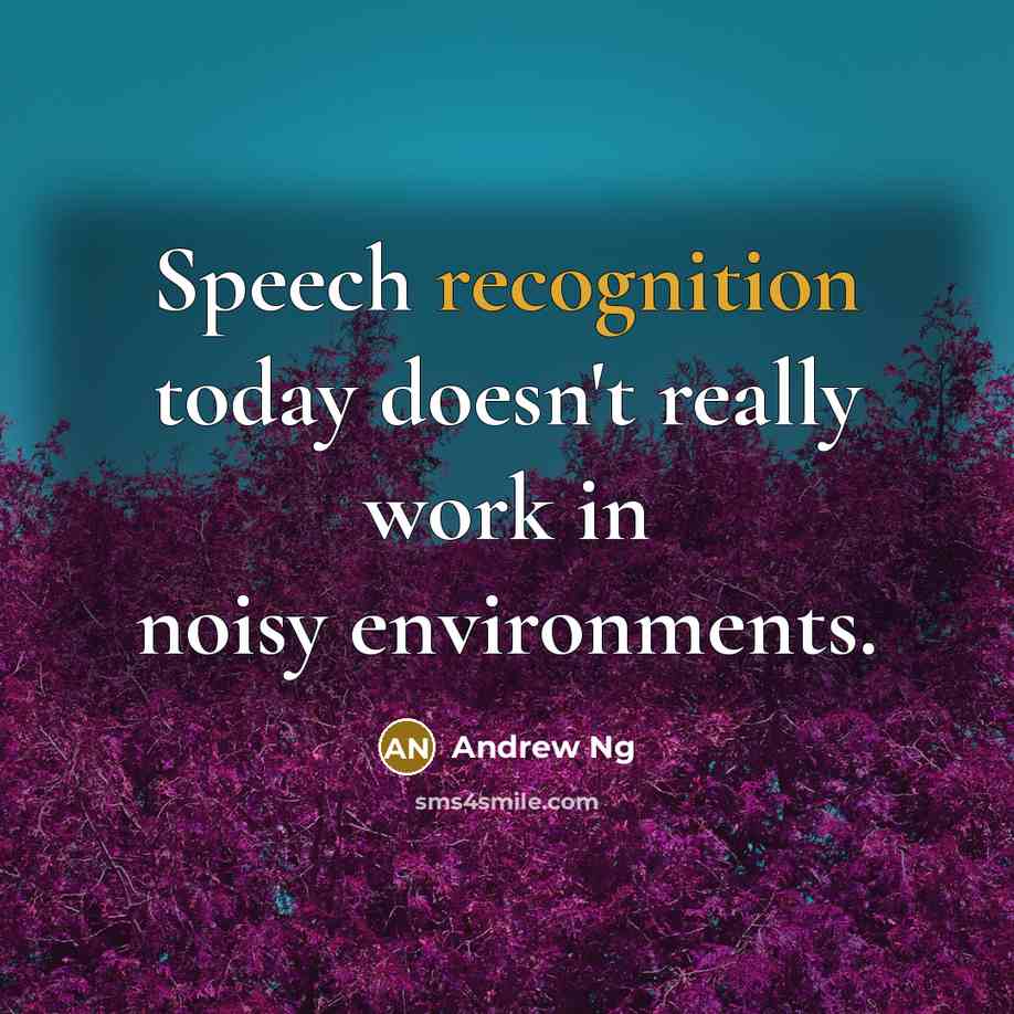 “Speech recognition today doesn't really work in noisy environments.…” quote by Andrew Ng