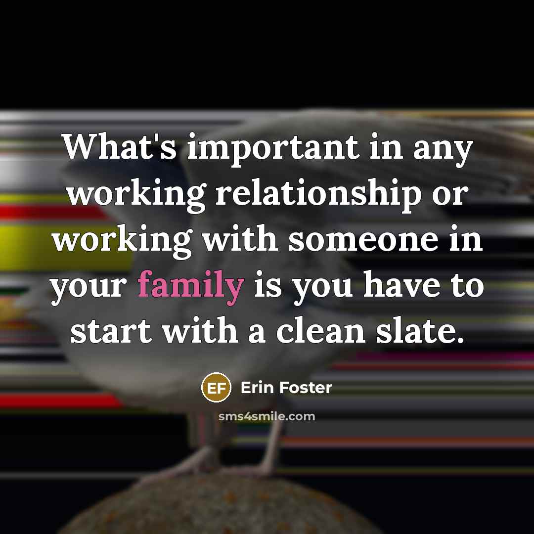 “What's important in any working relationship or working with someone…” quote by Erin Foster