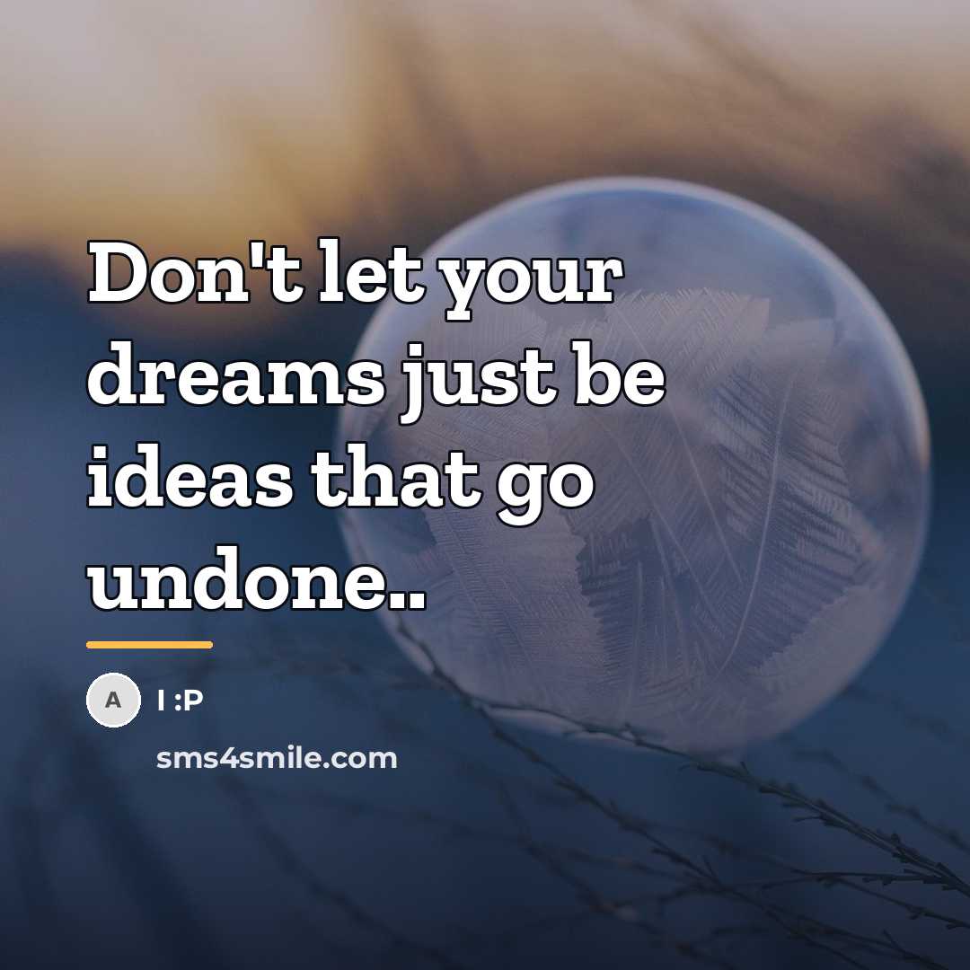 “Don't let your dreams just be ideas that go undone..…” quote by I :P