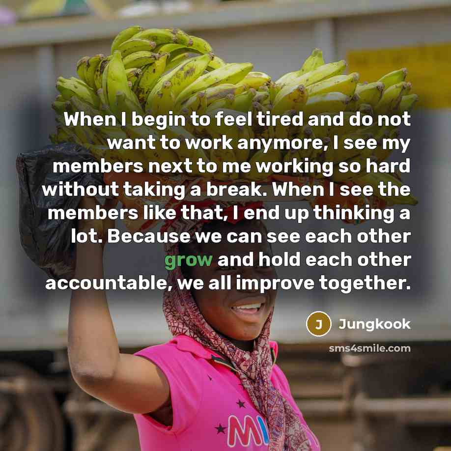“When I begin to feel tired and do not want…” quote by Jungkook