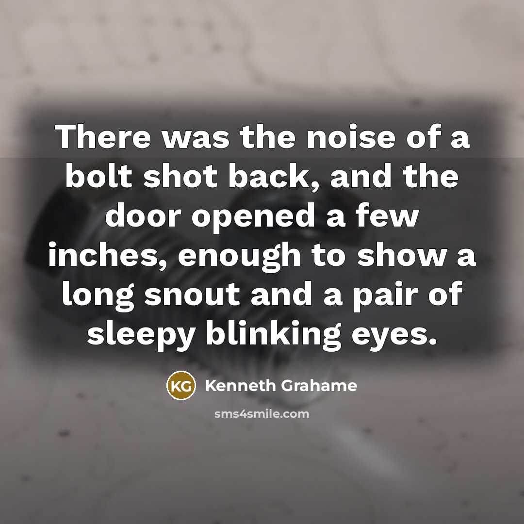 “There was the noise of a bolt shot back, and…” quote by Kenneth Grahame