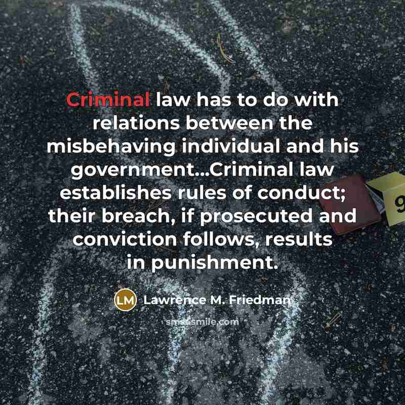 “Criminal law has to do with relations between the misbehaving…” quote by Lawrence M. Friedman