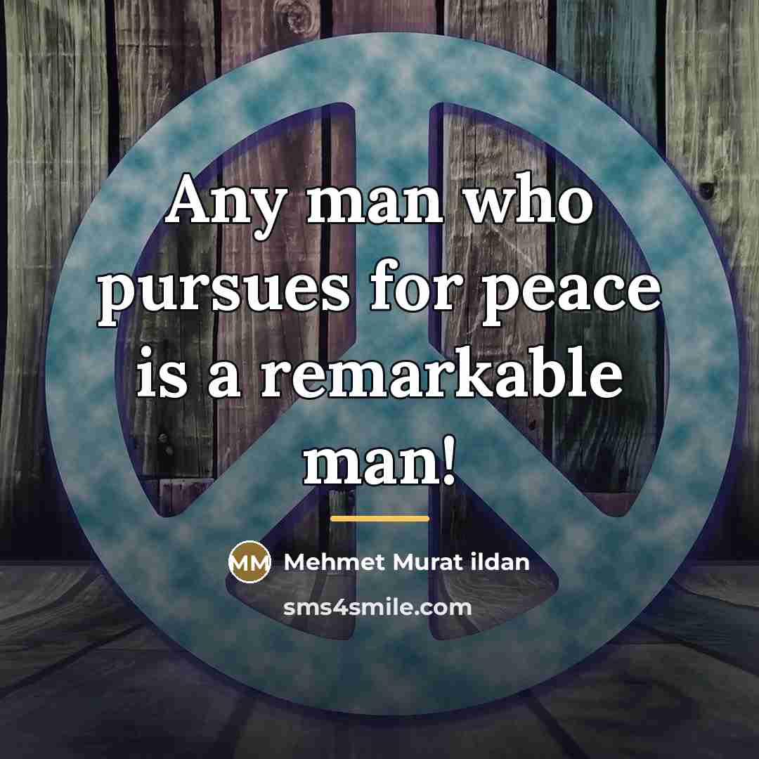 “Any man who pursues for peace is a remarkable man!…” quote by Mehmet Murat Ildan