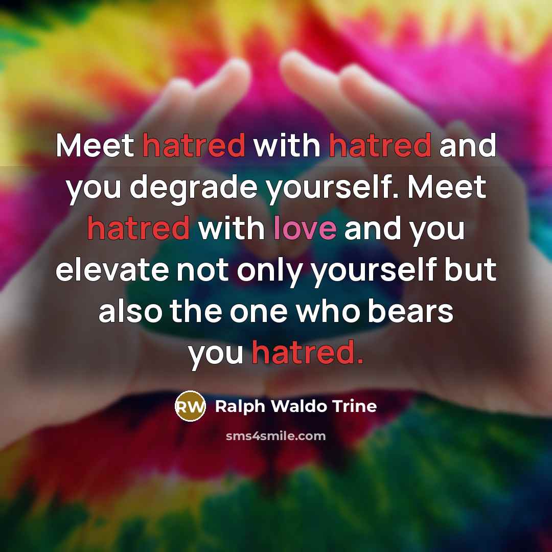 “Meet hatred with hatred and you degrade yourself. Meet hatred…” quote by Ralph Waldo Trine
