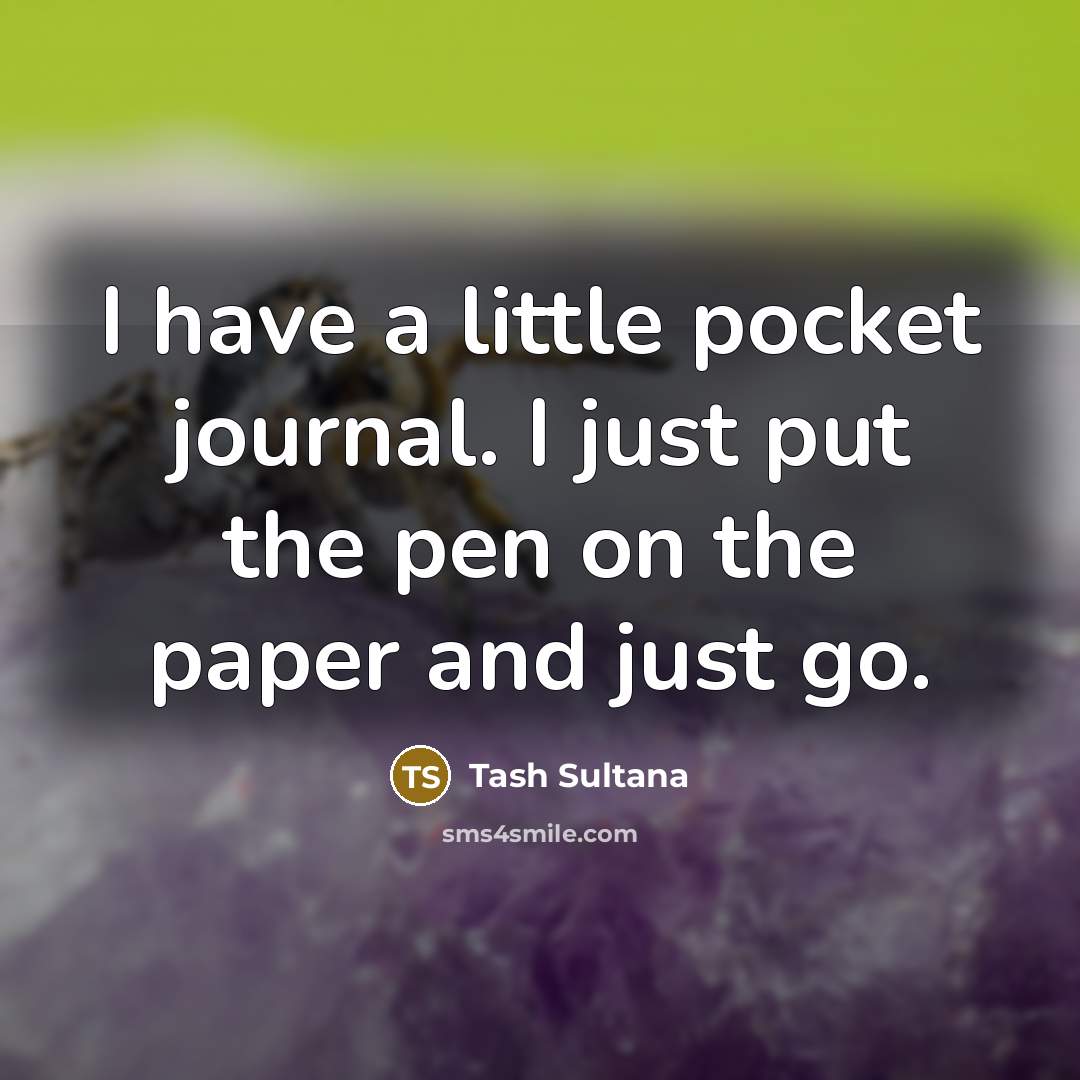 “I have a little pocket journal. I just put the…” quote by Tash Sultana