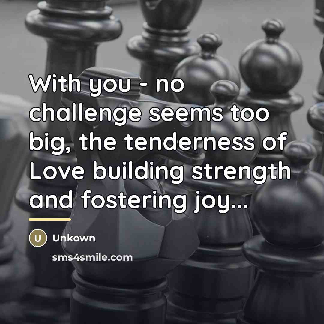 “With you - no challenge seems too big, the tenderness…” quote by Unkown
