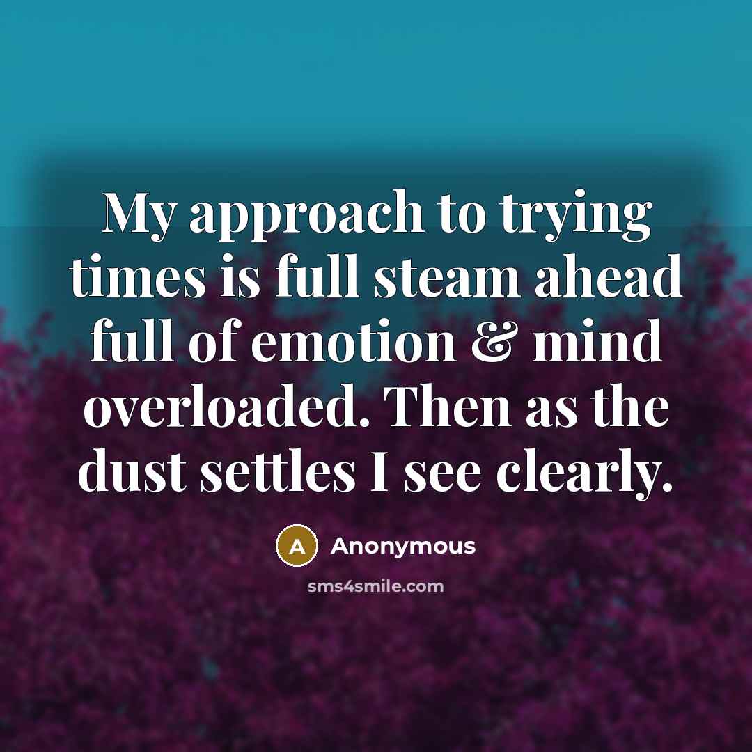 “My approach to trying times is full steam ahead full…” quote by Anonymous