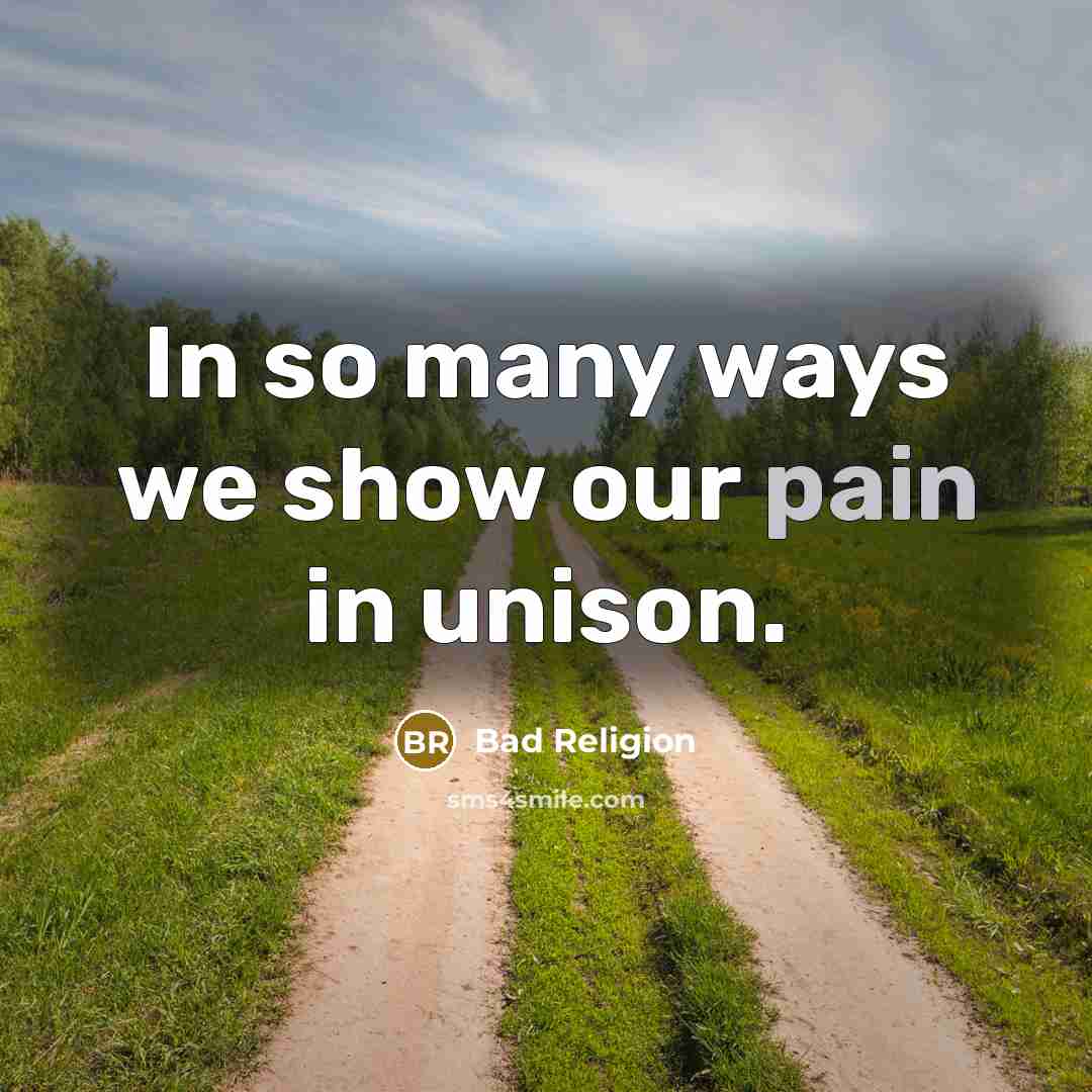 “In so many ways we show our pain in unison.…” quote by Bad Religion