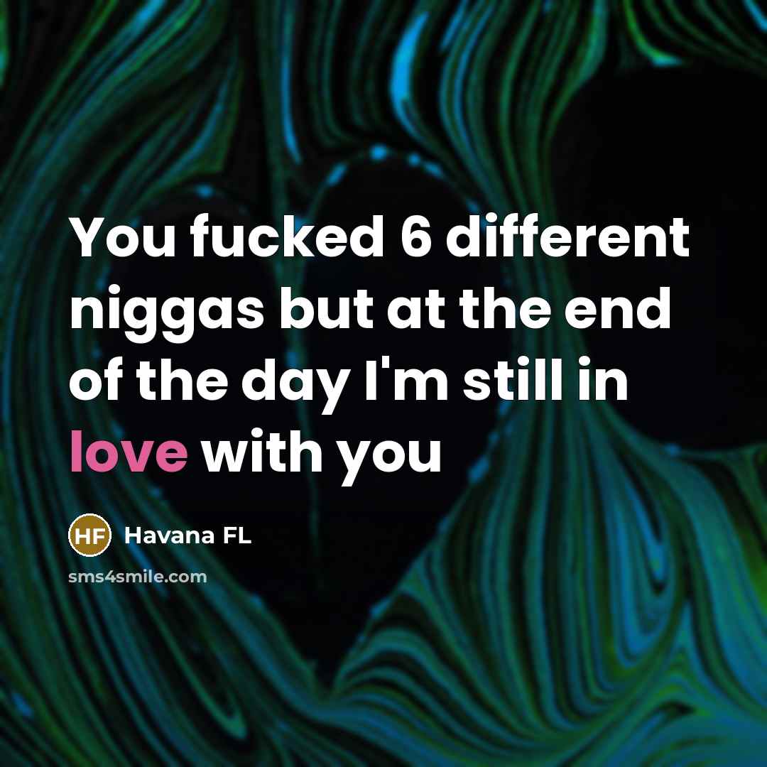 “You fucked 6 different niggas but at the end of the day I'm still in love with you” quote by Havana FL