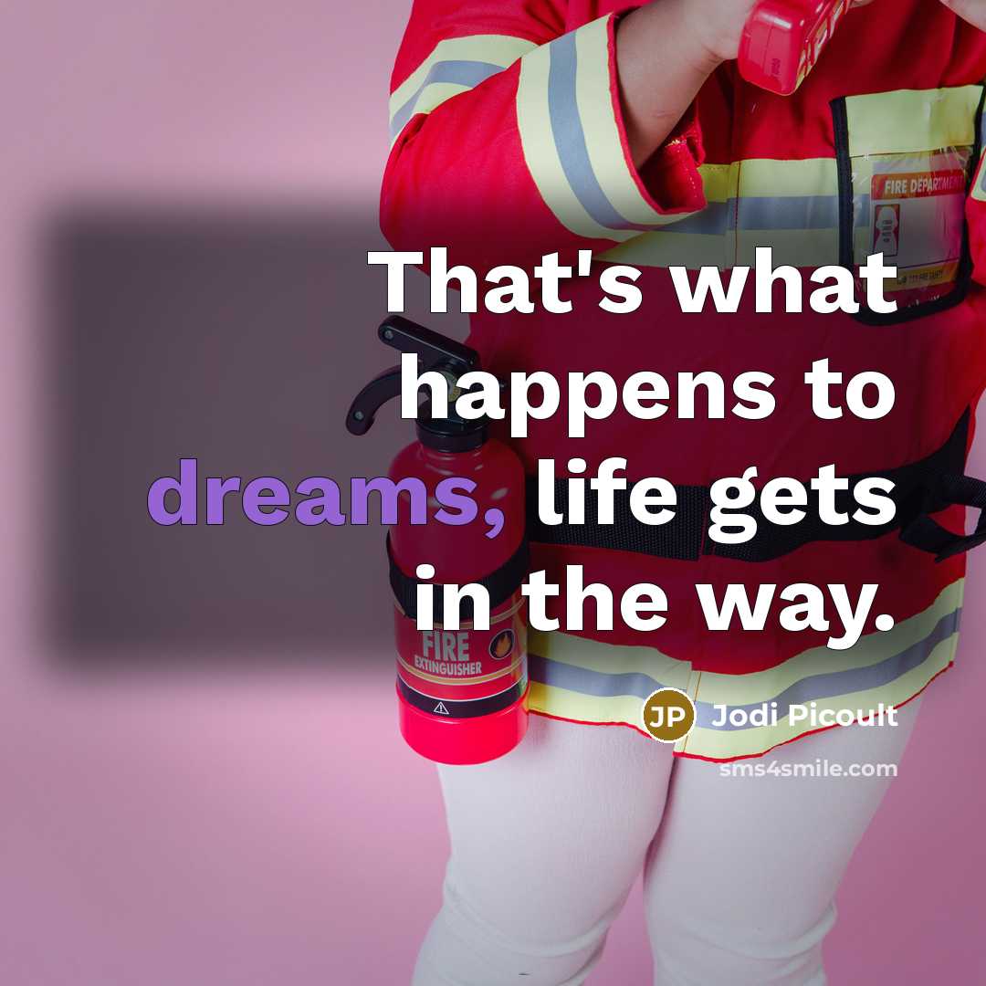 “That's what happens to dreams, life gets in the way.…” quote by Jodi Picoult