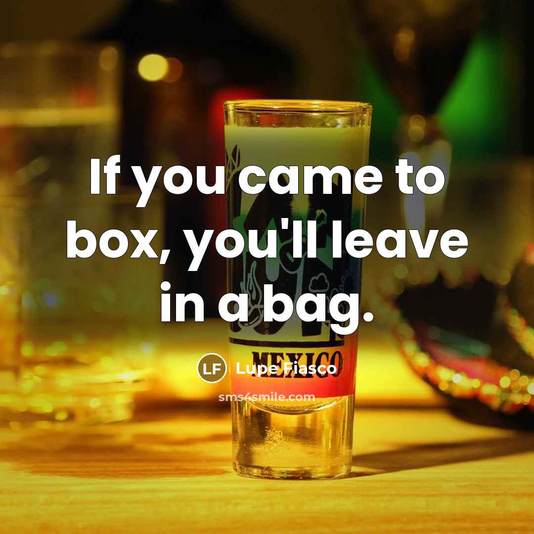 “If you came to box, you'll leave in a bag.” quote by Lupe Fiasco