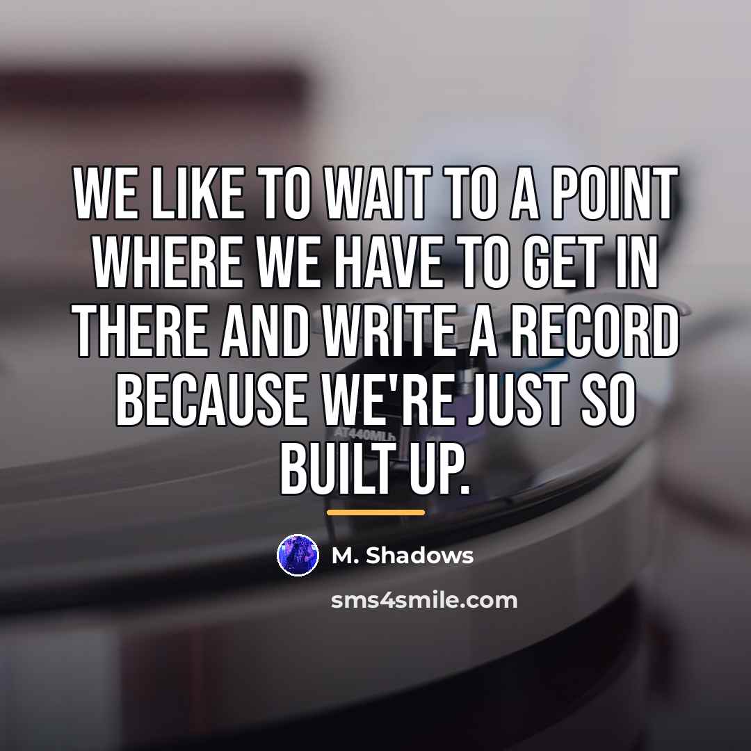 “We like to wait to a point where we have…” quote by M. Shadows