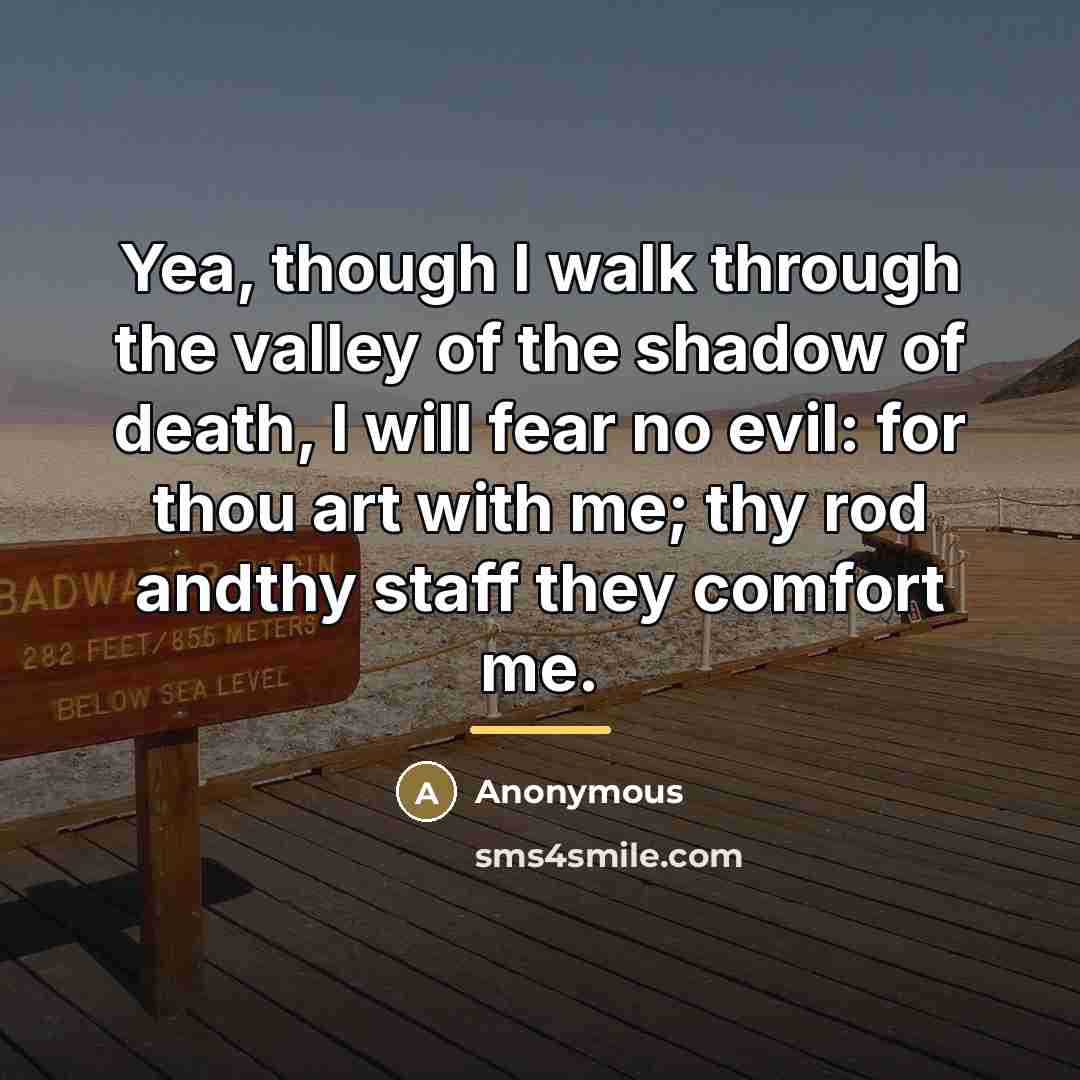 “Yea, though I walk through the valley of the shadow…” quote by Anonymous