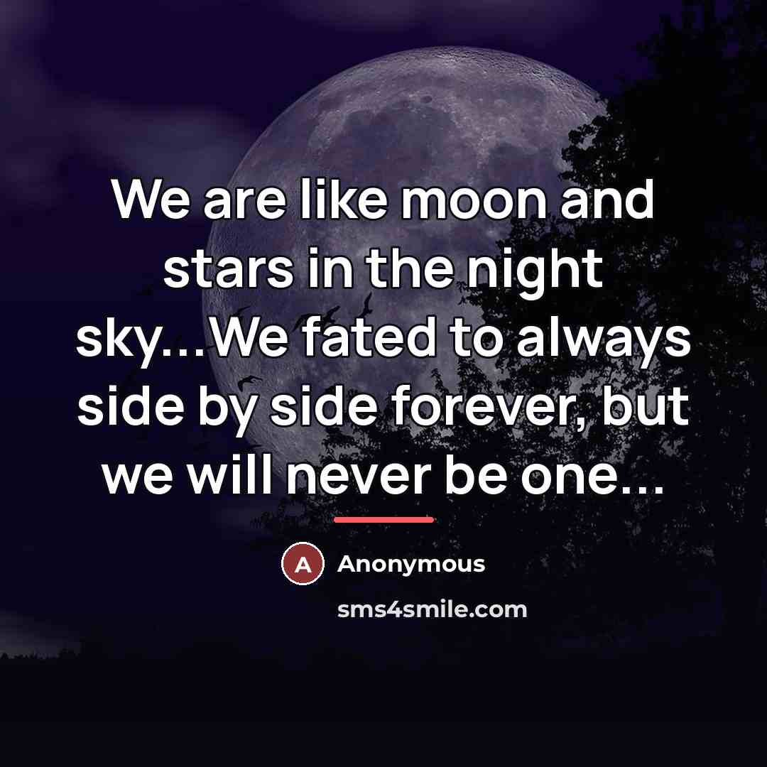 “We are like moon and stars in the night sky...We…” quote by Anonymous
