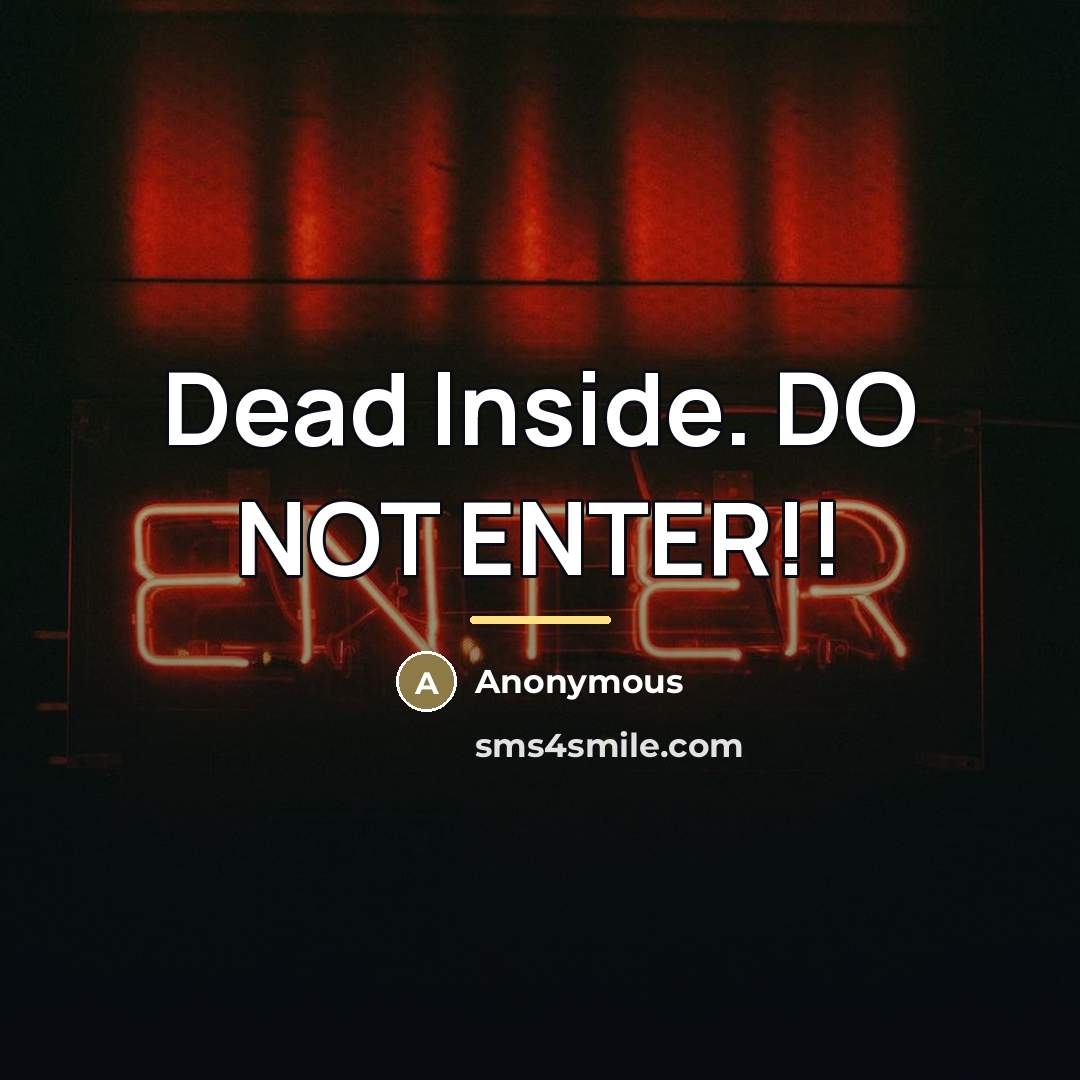 “Dead Inside. DO NOT ENTER!!…” quote by Anonymous