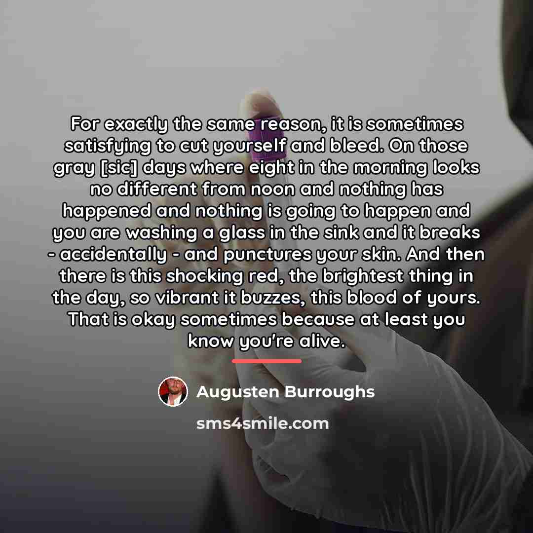 “For exactly the same reason, it is sometimes satisfying to…” quote by Augusten Burroughs