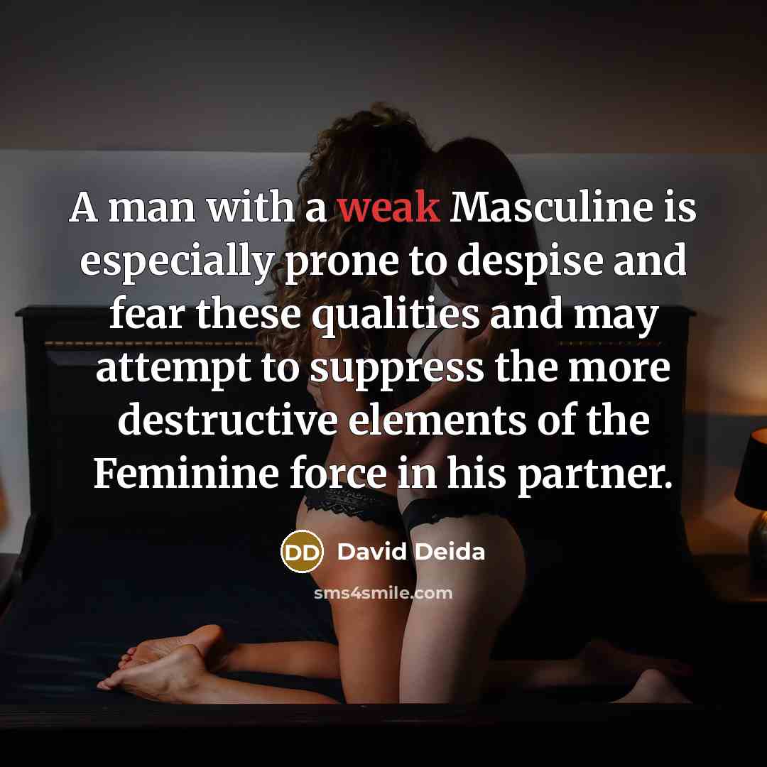 “A man with a weak Masculine is especially prone to…” quote by David Deida