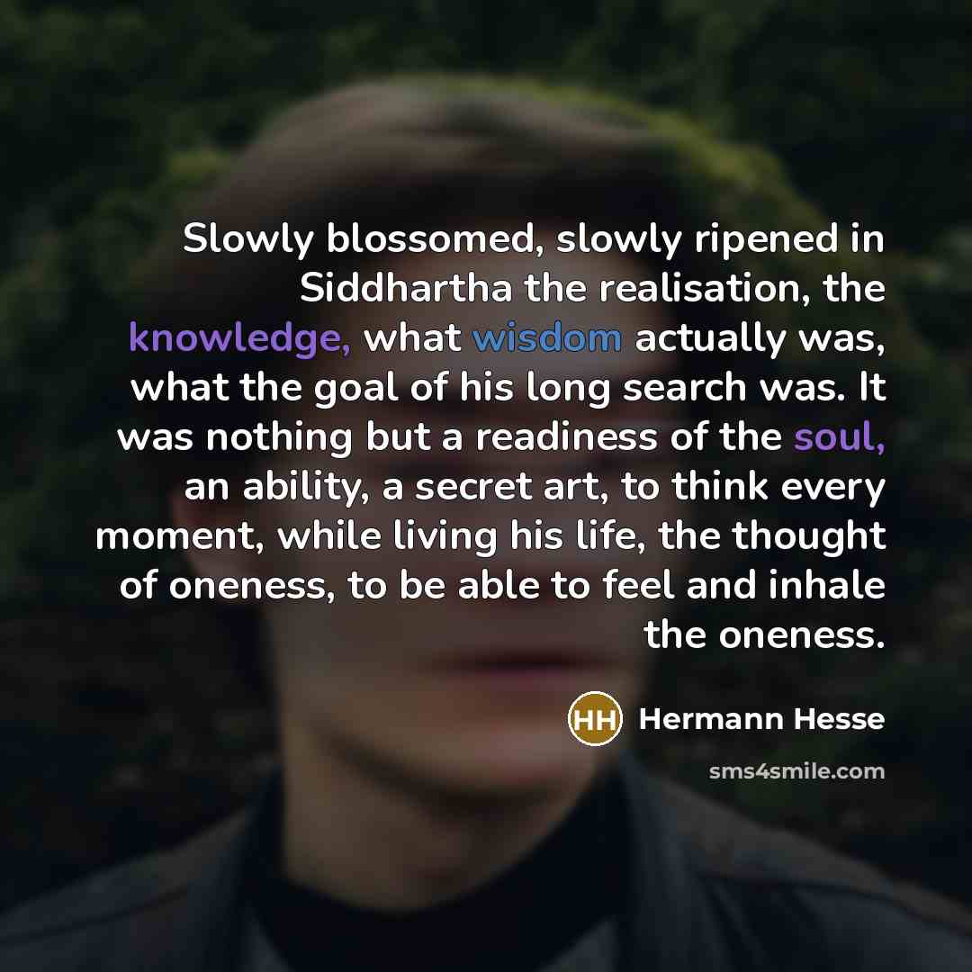 “Slowly blossomed, slowly ripened in Siddhartha the realisation, the knowledge,…” quote by Hermann Hesse