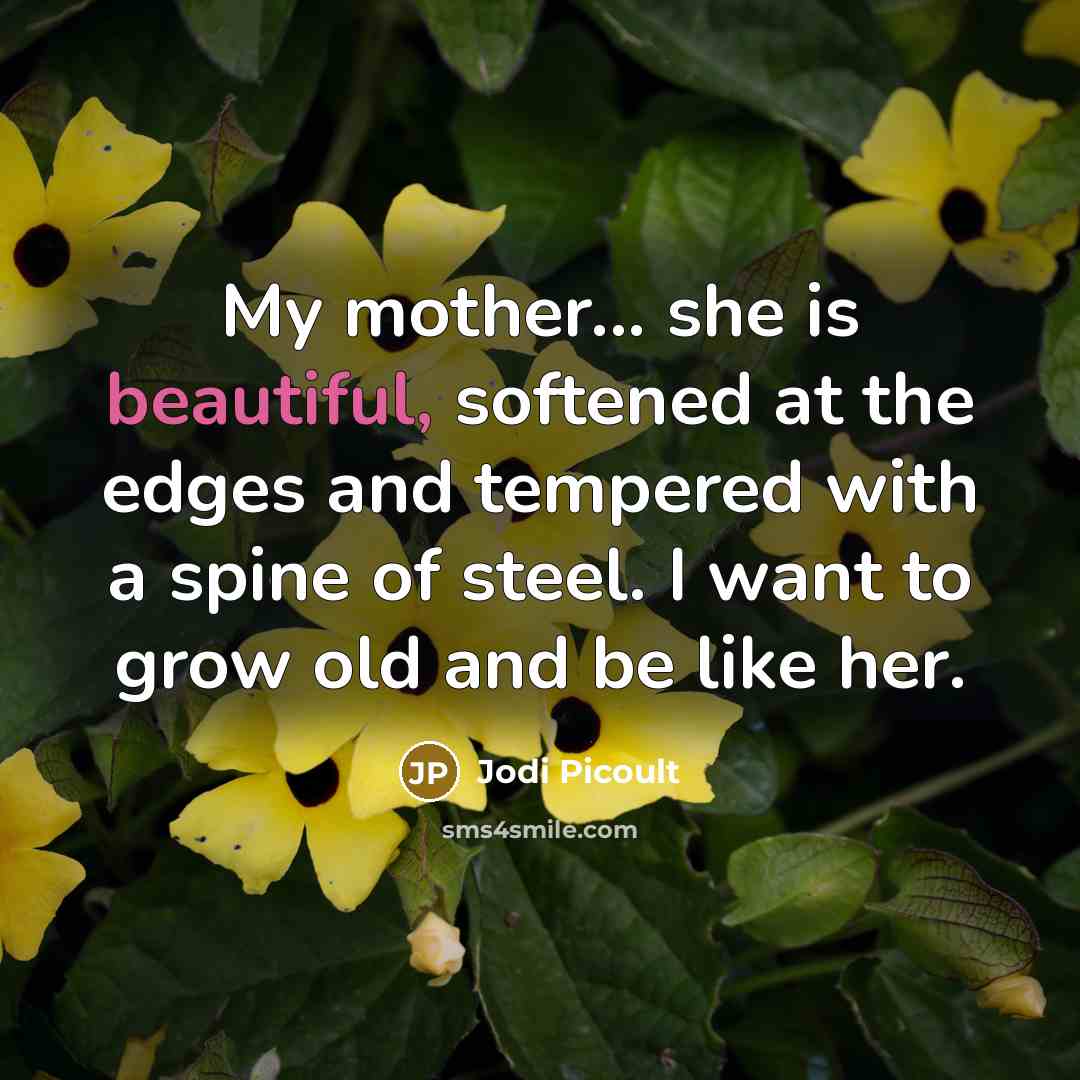 “My mother... she is beautiful, softened at the edges and…” quote by Jodi Picoult